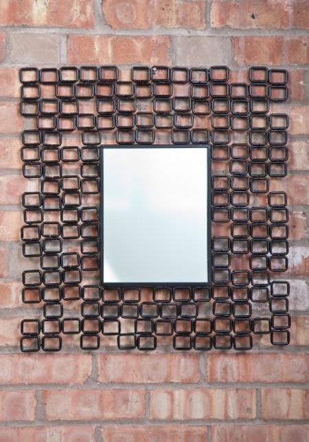 Urbanest Industrial Modern Square Metal Link Mirror Black 20" x 21.5"