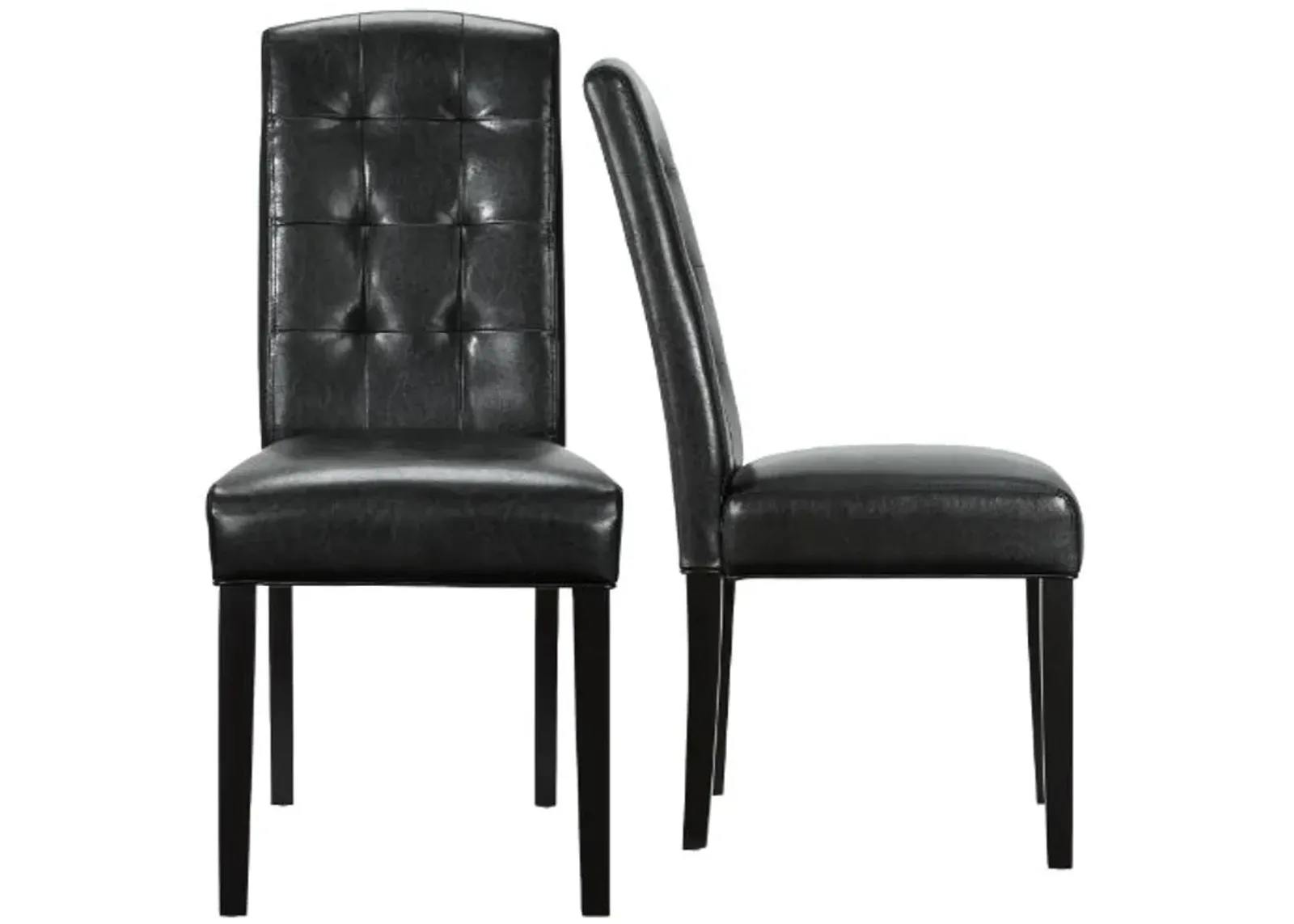 Modway Perdure Modern Tufted Faux Leather Upholstered Parsons Two Dining Chairs in Black