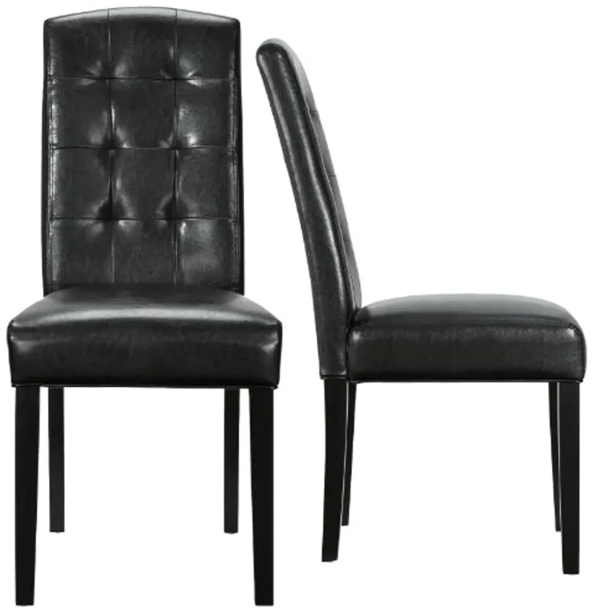 Modway Perdure Modern Tufted Faux Leather Upholstered Parsons Two Dining Chairs in Black