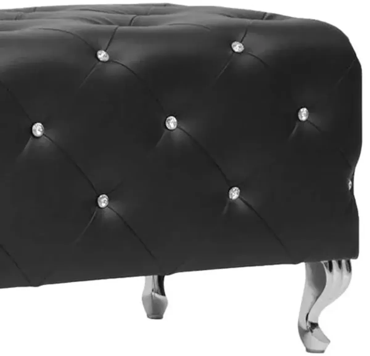 Baxton Studio Stella Crystal Tufted Modern Bench, Black
