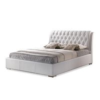 Baxton Studio Bianca Modern Bed with Tufted Headboard, Full, White