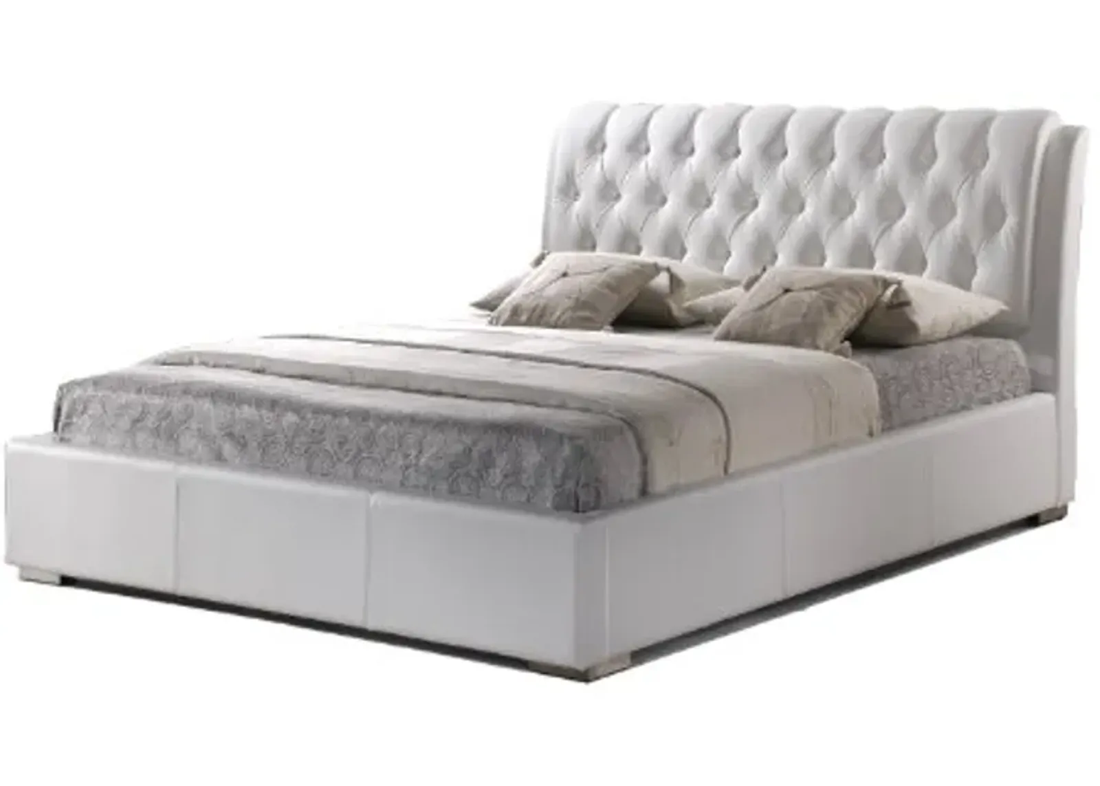 Baxton Studio Bianca Modern Bed with Tufted Headboard, Full, White