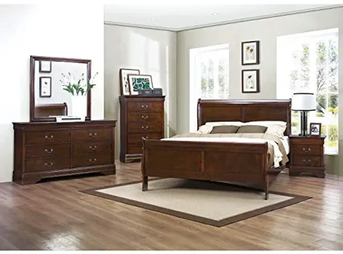 Homelegance Mayville 5 Piece Sleigh Bedroom Set in Brown Cherry