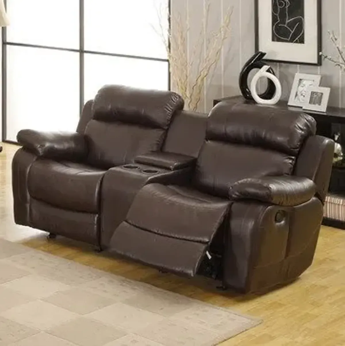 Homelegance Marille 2 Piece Reclining Living Room Set in Brown Leather