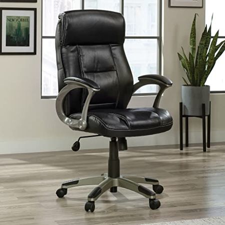 Sauder Gruga Leather Managers Chair, Black finish