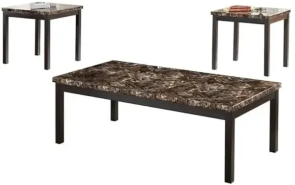 Homelegance Tempe 3-Piece Faux Marble Occasional Set, Brown