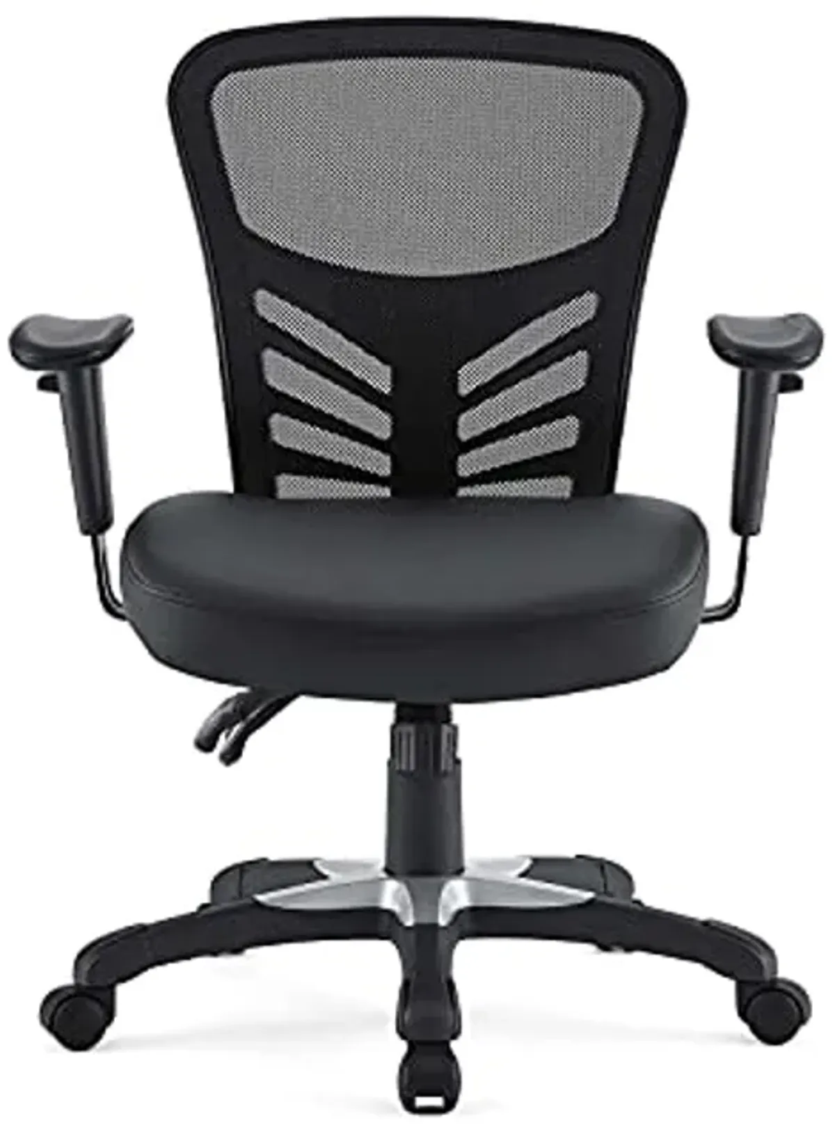 Modway Articulate Mesh Office Chair with Fully Adjustable Vegan Leather Seat In Black