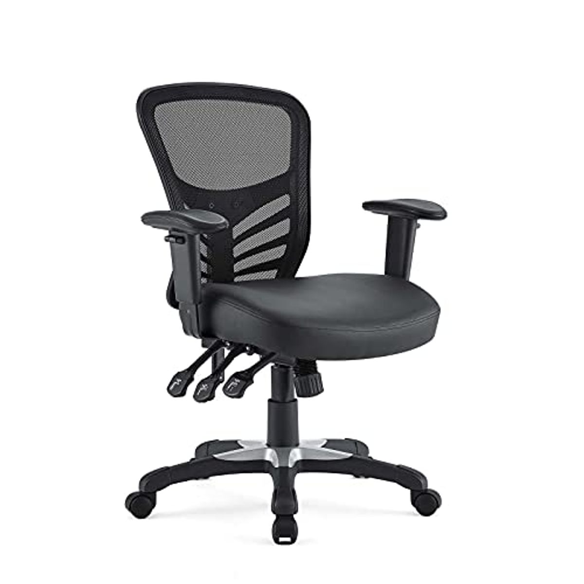 Modway Articulate Mesh Office Chair with Fully Adjustable Vegan Leather Seat In Black