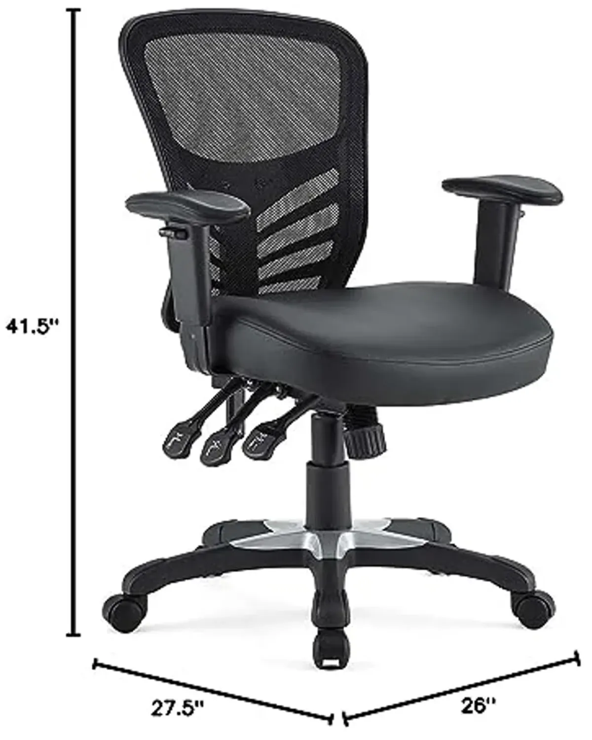 Modway Articulate Mesh Office Chair with Fully Adjustable Vegan Leather Seat In Black