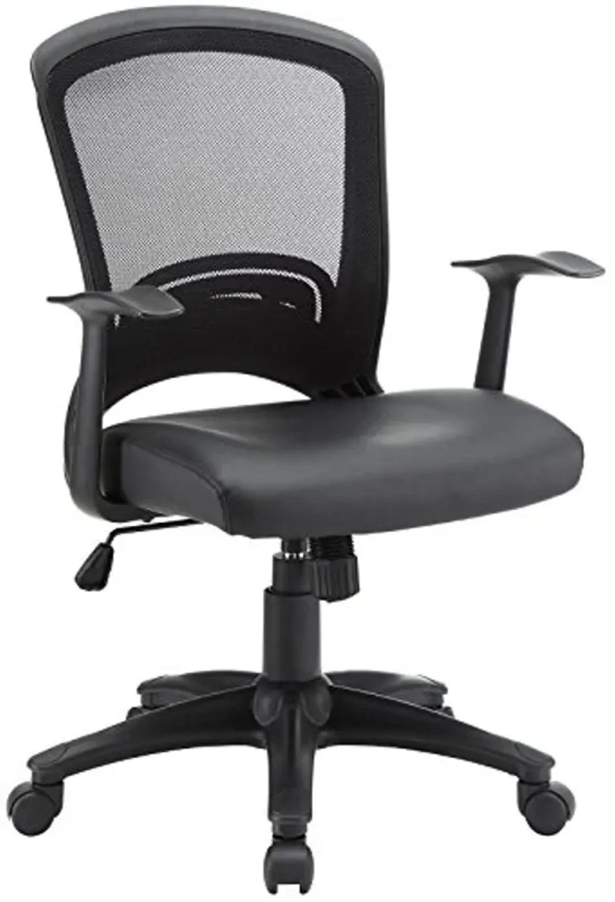 Modway Pulse Ergonomic Faux Leather Adjustable Swivel Office Chair in Black