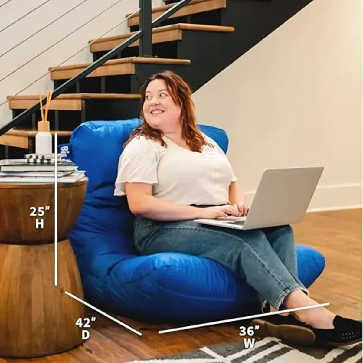 Big Joe Roma Bean Bag Chair, Sapphire Smartmax, Durable Polyester Nylon Blend, 3 feet