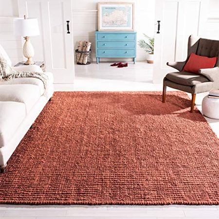 SAFAVIEH Natural Fiber Collection 9' x 12' Rust NF447C Handmade Chunky Textured Premium Jute 0.75-inch Thick Area Rug