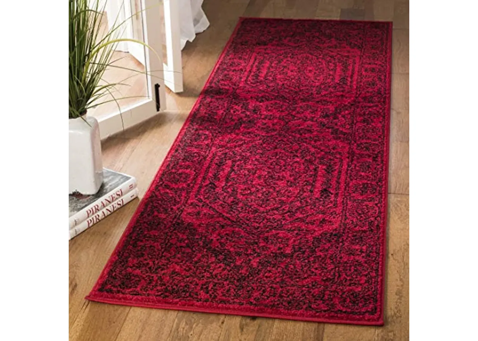 SAFAVIEH Adirondack Collection Runner Rug - 2'6" x 8', Red & Black, Oriental Medallion Design, Non-Shedding & Easy Care, Ideal for High Traffic Areas in Living Room, Bedroom (ADR108F)