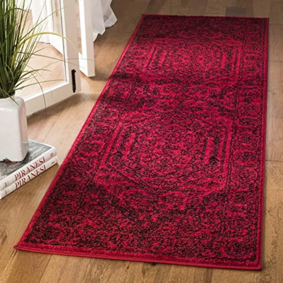 SAFAVIEH Adirondack Collection Runner Rug - 2'6" x 8', Red & Black, Oriental Medallion Design, Non-Shedding & Easy Care, Ideal for High Traffic Areas in Living Room, Bedroom (ADR108F)