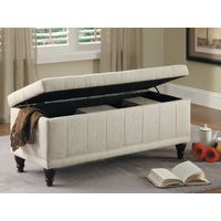 Afton Lift Top Storage Bench Ottoman by Home Elegance in Cream Fabric
