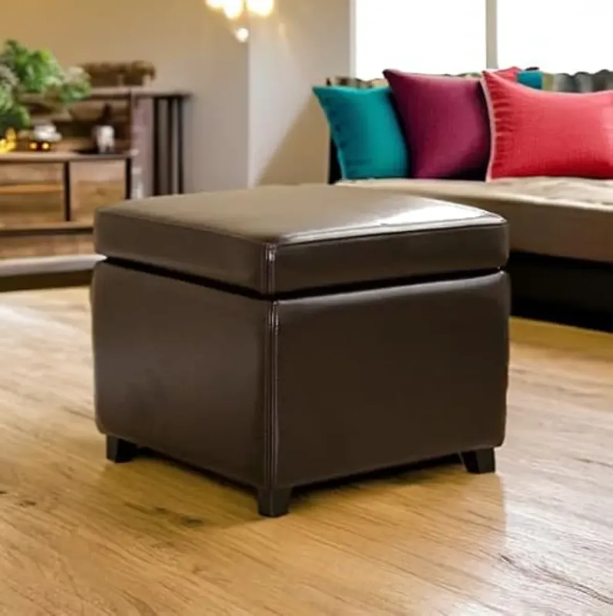 Baxton Studio Ottoman, Dark Brown