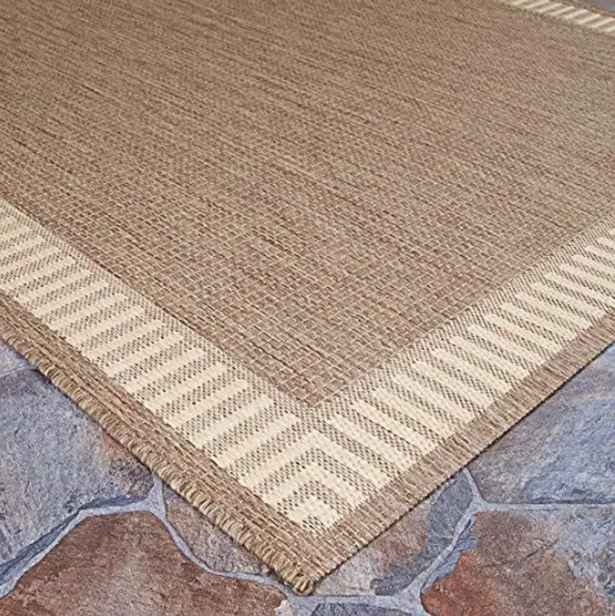 Couristan Recife Indoor Outdoor Rug - Wicker Stitch 8'6" x 13' Rectangle in Cocoa and Natural, Hose Washable, Low Pile, Pet- Kid Friendly Home Decor for Living Room, Patio Furniture Set, Kitchen