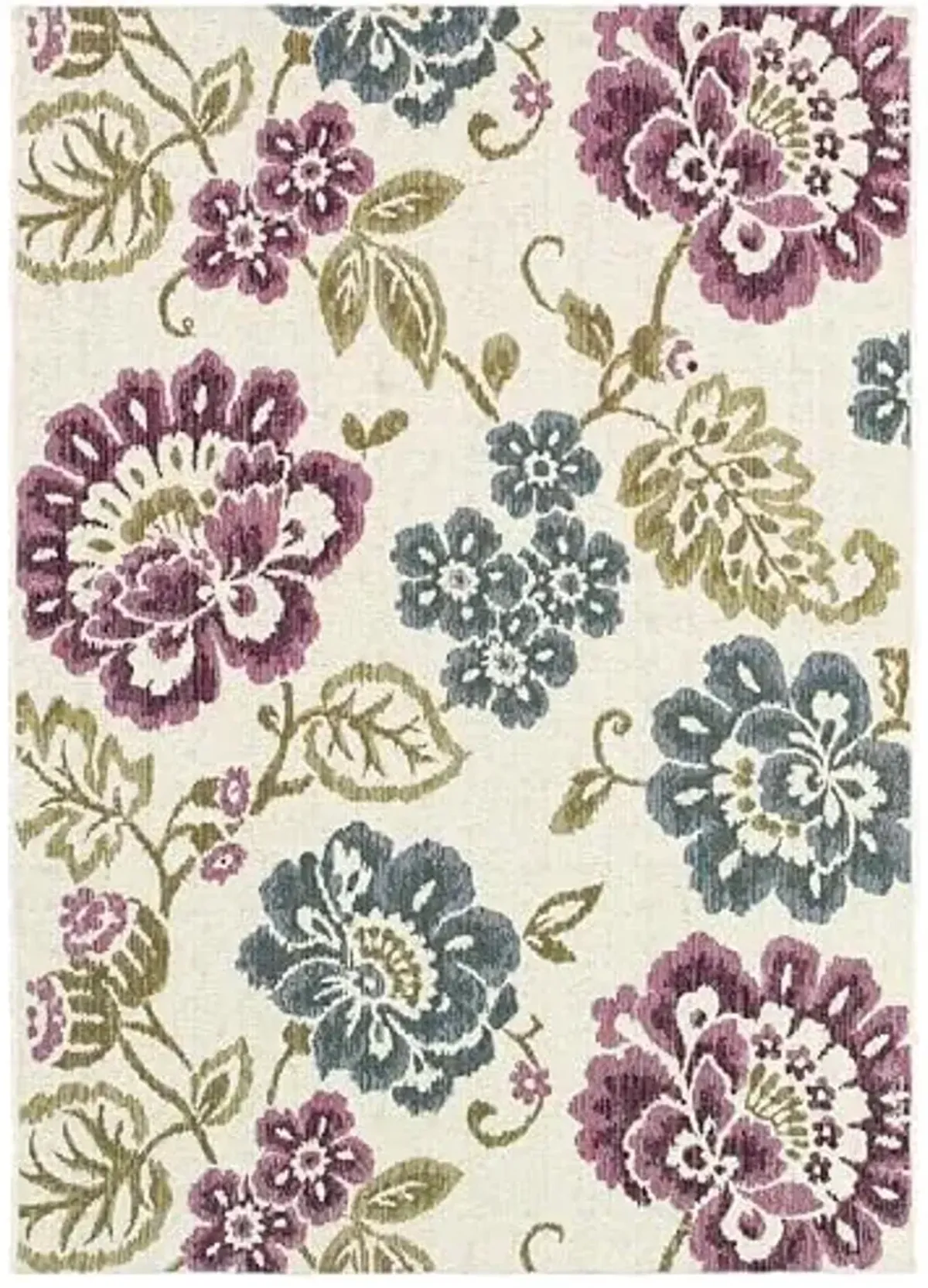 Couristan Dolce Tivoli Indoor Outdoor Area Rug – 7'10" x 10'9" Rectangle in Floral Ivory Multicolor – Hose Washable, Flatwoven, Fast Drying Rug – Entryway, Patio, Balcony Home Décor