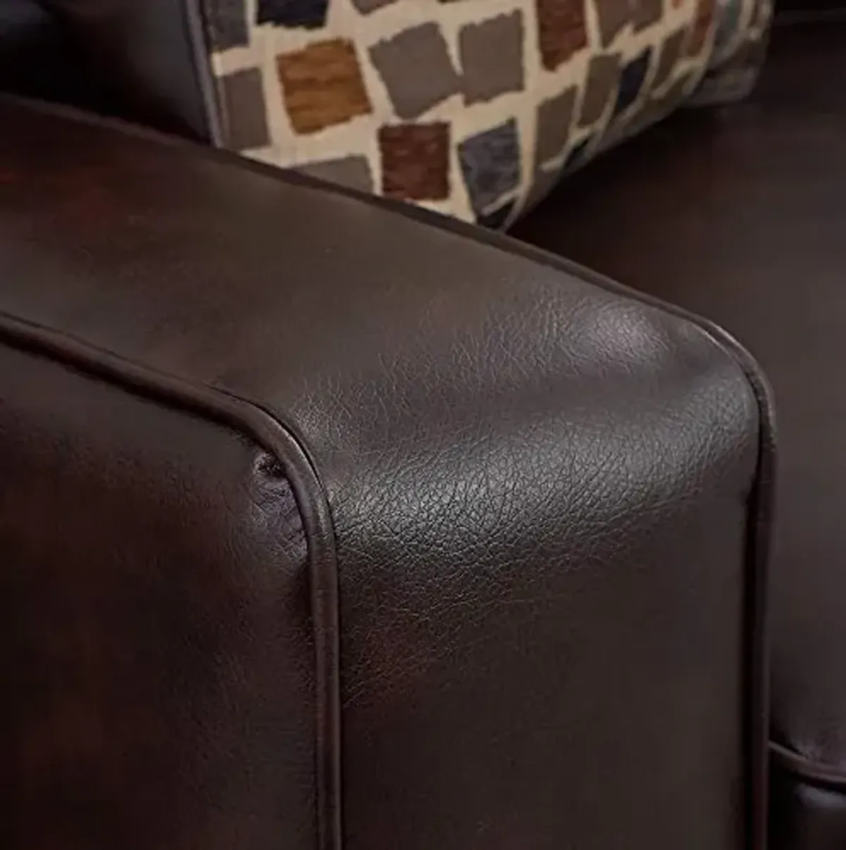 Serta Palisades 78" Track Arm Sofa, Durable Bonded Leather, Soft Pillow Back, Pocket Coil Seat Cushions, Loveseat or Couch for Small Spaces, Living Rooms or Bedrooms, Chestnut Brown