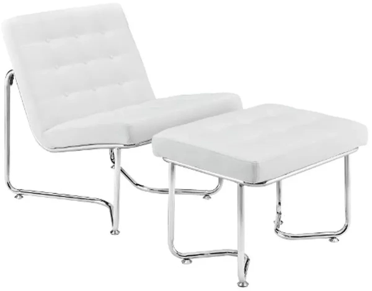 Modway Gibraltar Upholstered Vinyl Lounge Chair in White