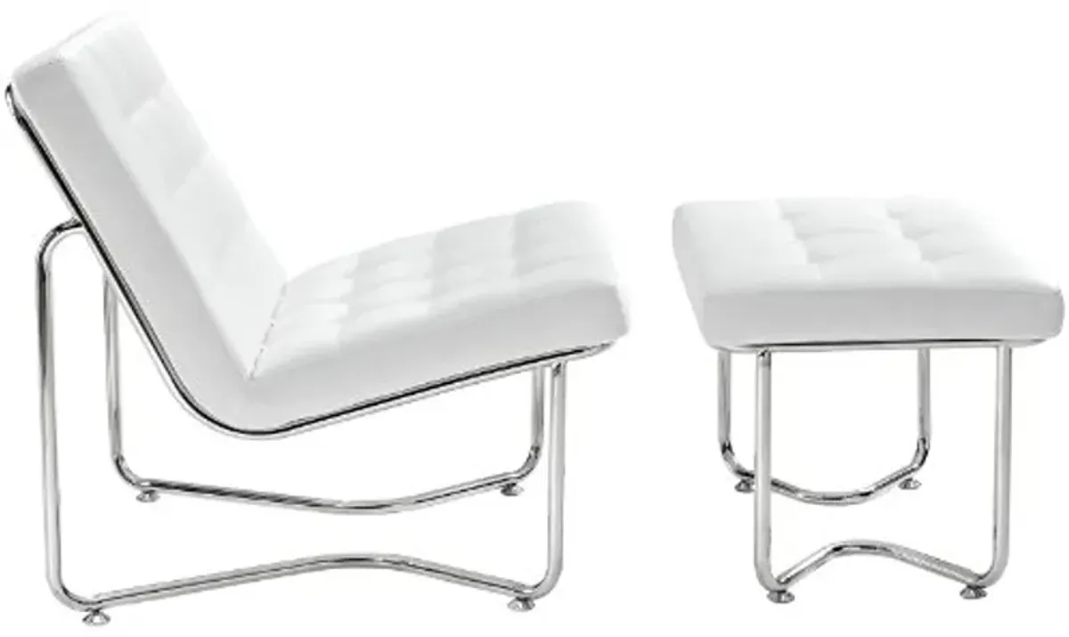 Modway Gibraltar Upholstered Vinyl Lounge Chair in White