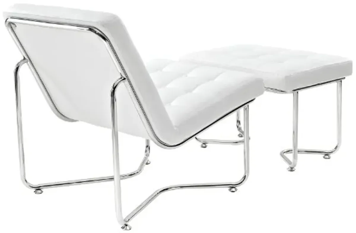 Modway Gibraltar Upholstered Vinyl Lounge Chair in White