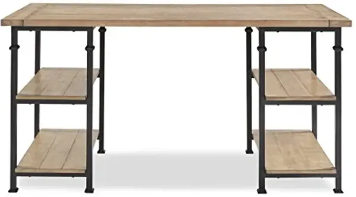HOMELEGANCE Factory Metal Frame Writing Desk, Rustic Brown