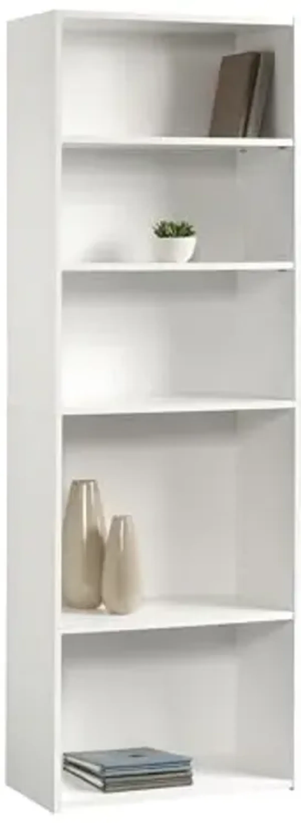 Sauder Beginnings 5-Shelf Bookcase, Bookshelf with Adjustable Storage Shelves, in Soft White