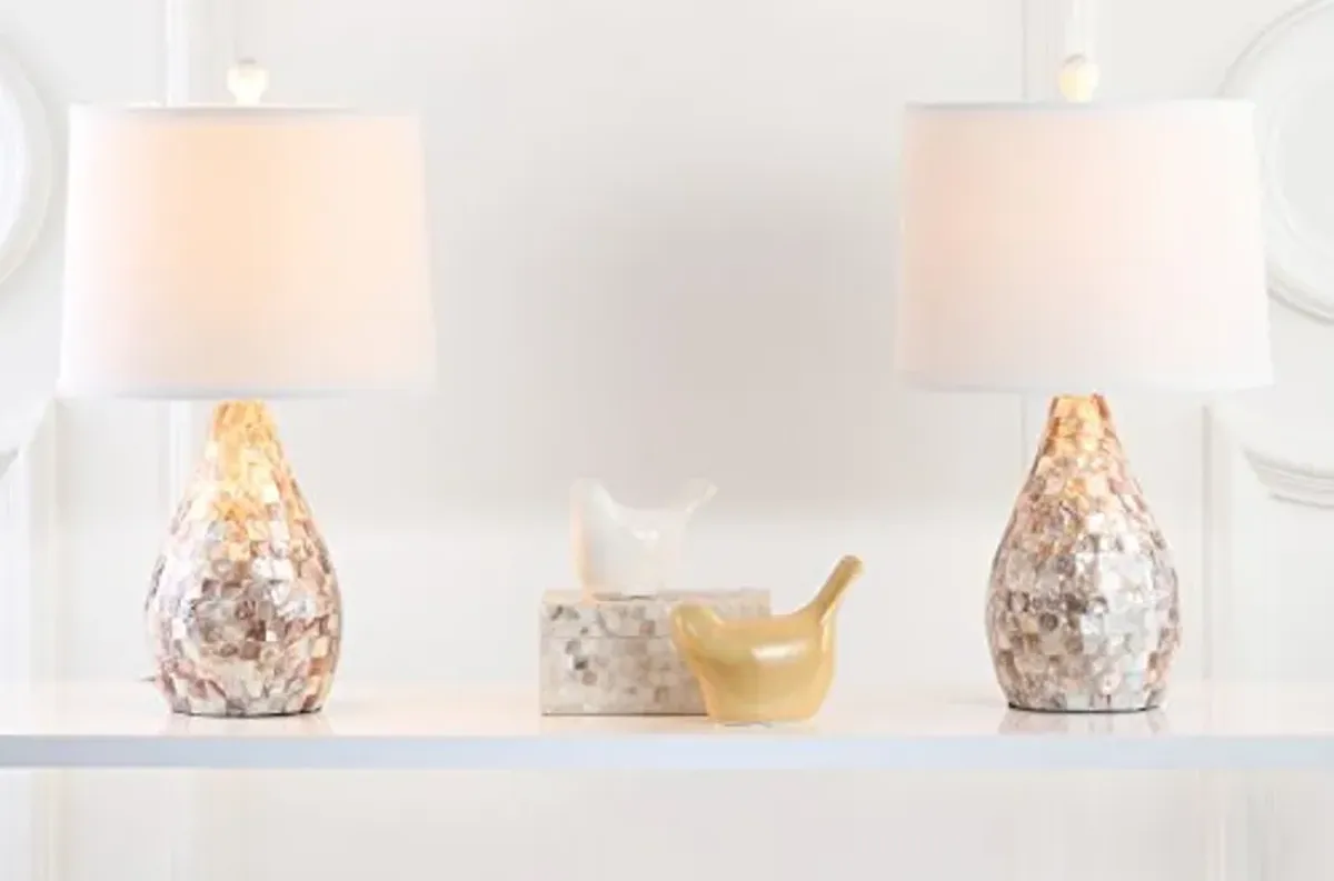 Safavieh Eleanor Mother of Pearl Inlay Table Lamps with Cream Shade