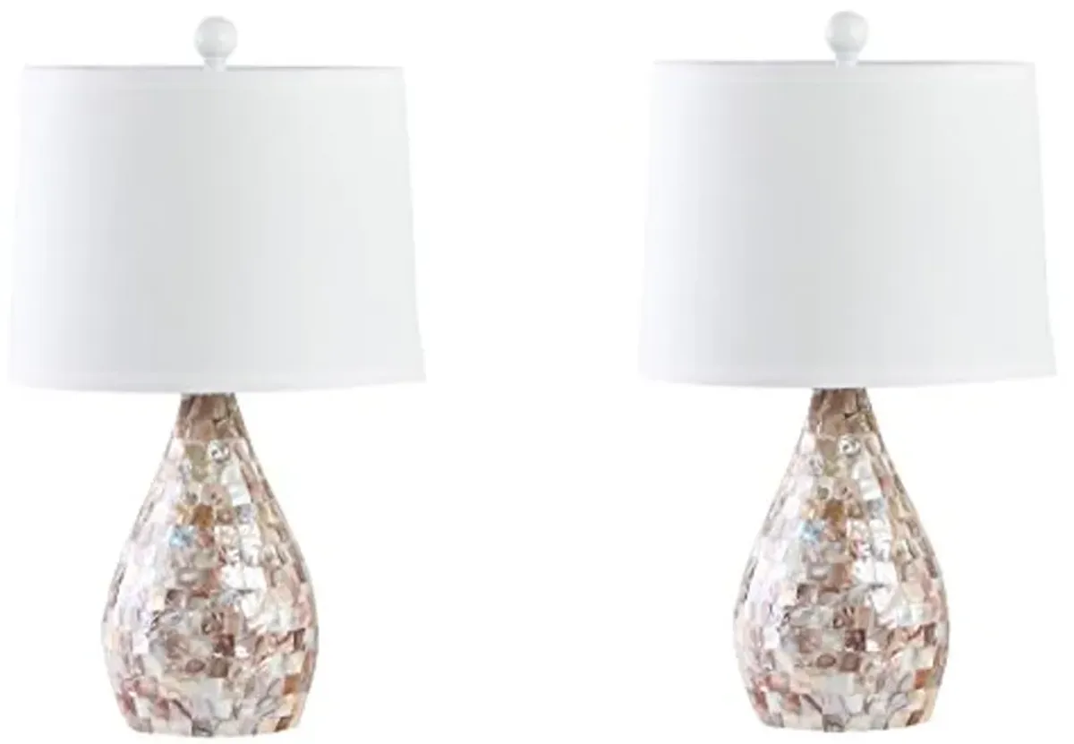 Safavieh Eleanor Mother of Pearl Inlay Table Lamps with Cream Shade