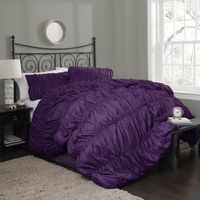 Lush Decor Venetian 4-Piece Comforter Set, California King, Purple
