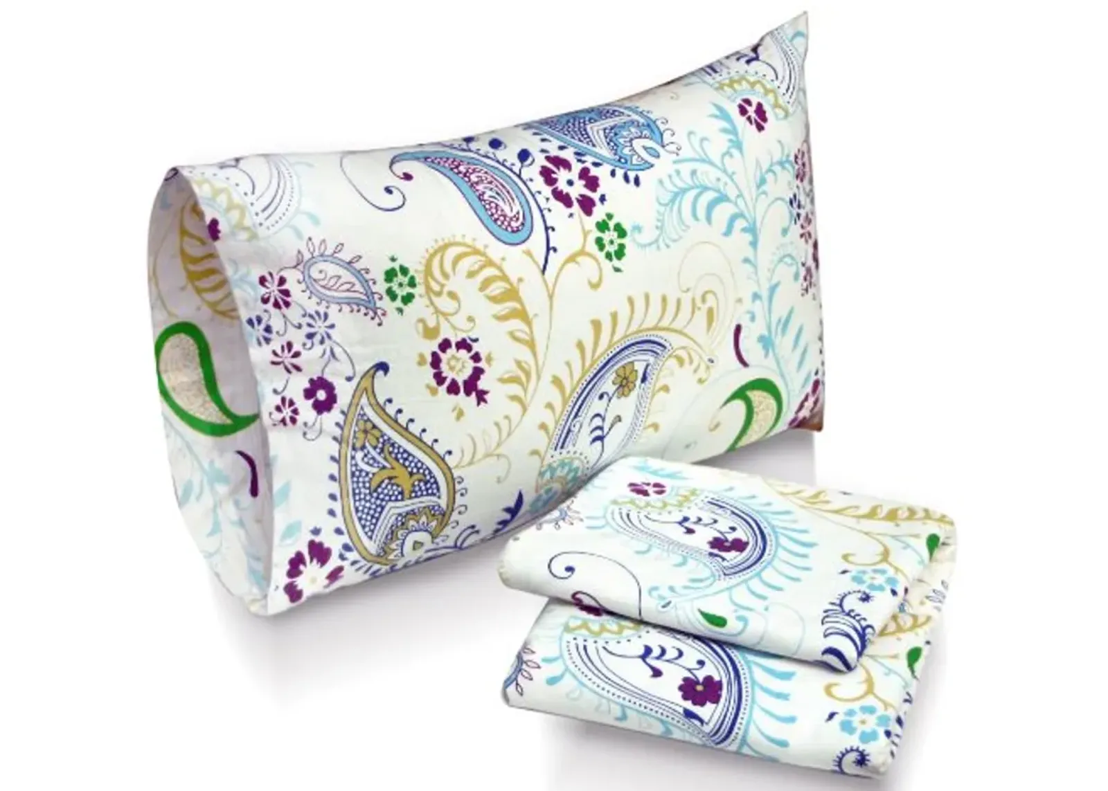 Tribeca Living Ultra-Soft Flannel Sheet Set, 170-GSM Cotton, Deep Pocket, Cozy Winter Bedding - Full, Paisley Multicolor