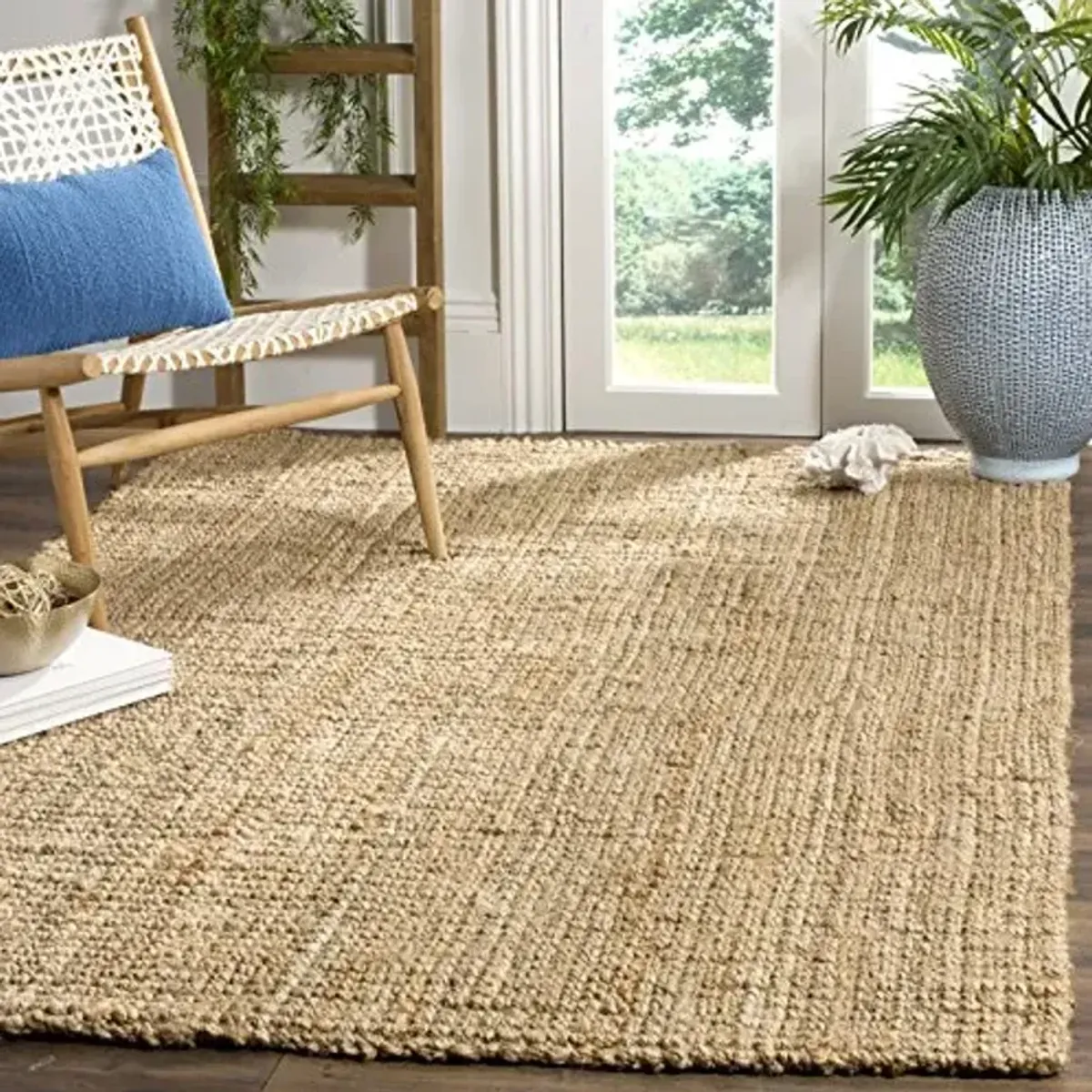 SAFAVIEH Area Rug 3x5 - Natural Fiber Collection - Natural Brown, Handmade Jute, Farmhouse Style, Chunky Textured Thick Pile (NF747A)