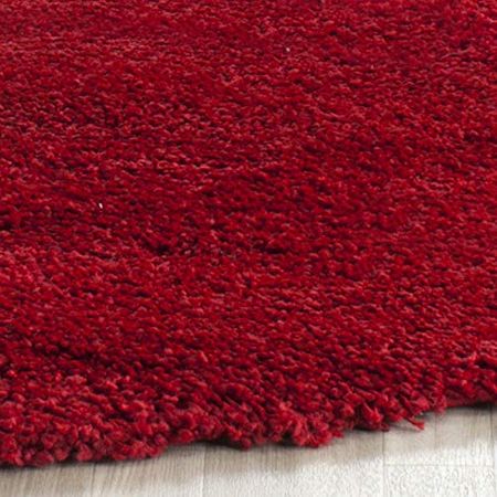 SAFAVIEH Milan Shag Collection 5'1" Round Red SG180 Solid Non-Shedding Living Room Bedroom Dining Room Entryway Plush 2-inch Thick Area Rug