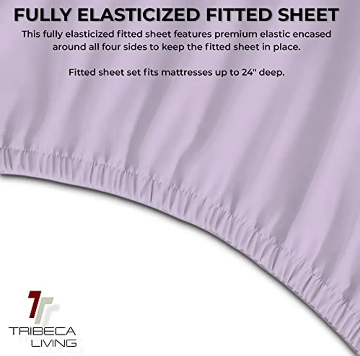 Tribeca Living Luxury Solid Flannel Deep Pocket Sheet Set, Queen, Lavender, (FLSOEDQULA)