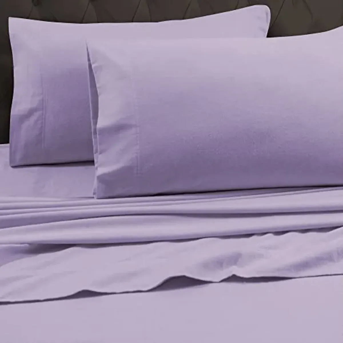 Tribeca Living Luxury Solid Flannel Deep Pocket Sheet Set, Queen, Lavender, (FLSOEDQULA)