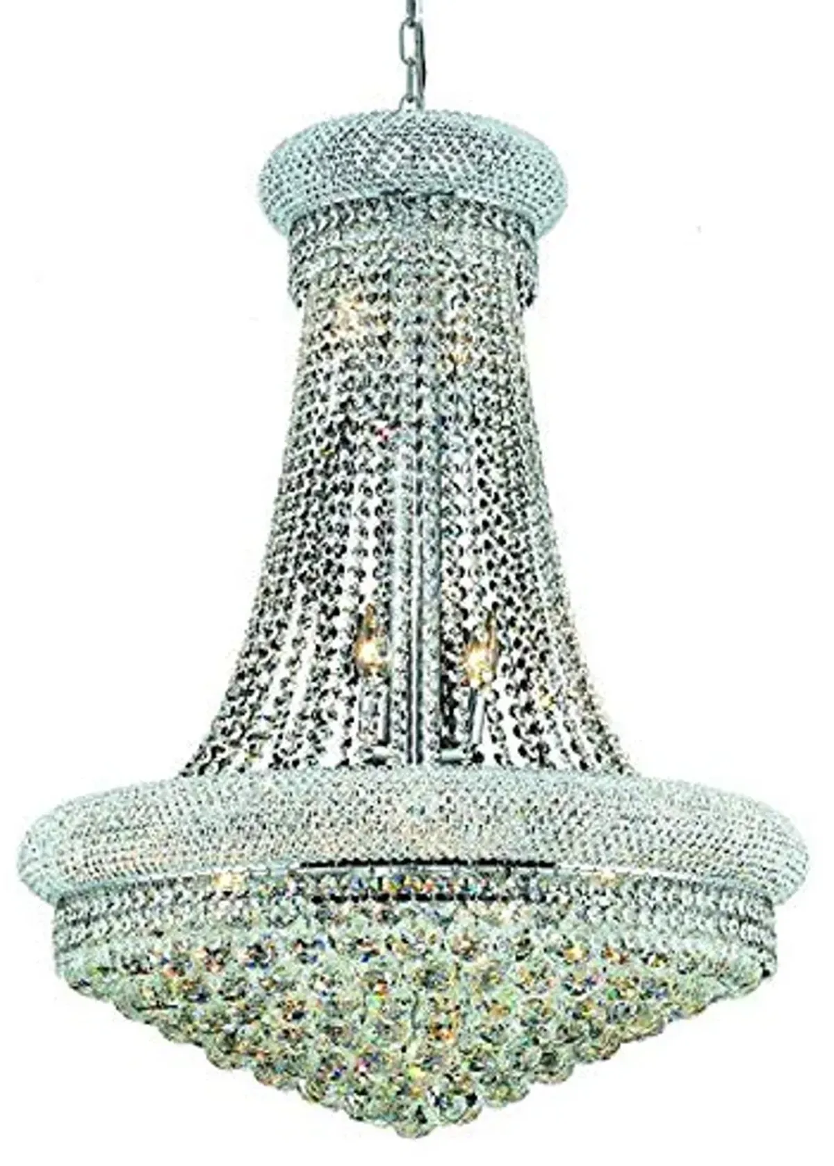 Elegant Lighting 1800D28C/RC Royal Cut Clear Crystal Primo 14-Light, Two-Tier Crystal Chandelier, 28" x 36", Chrome Finish