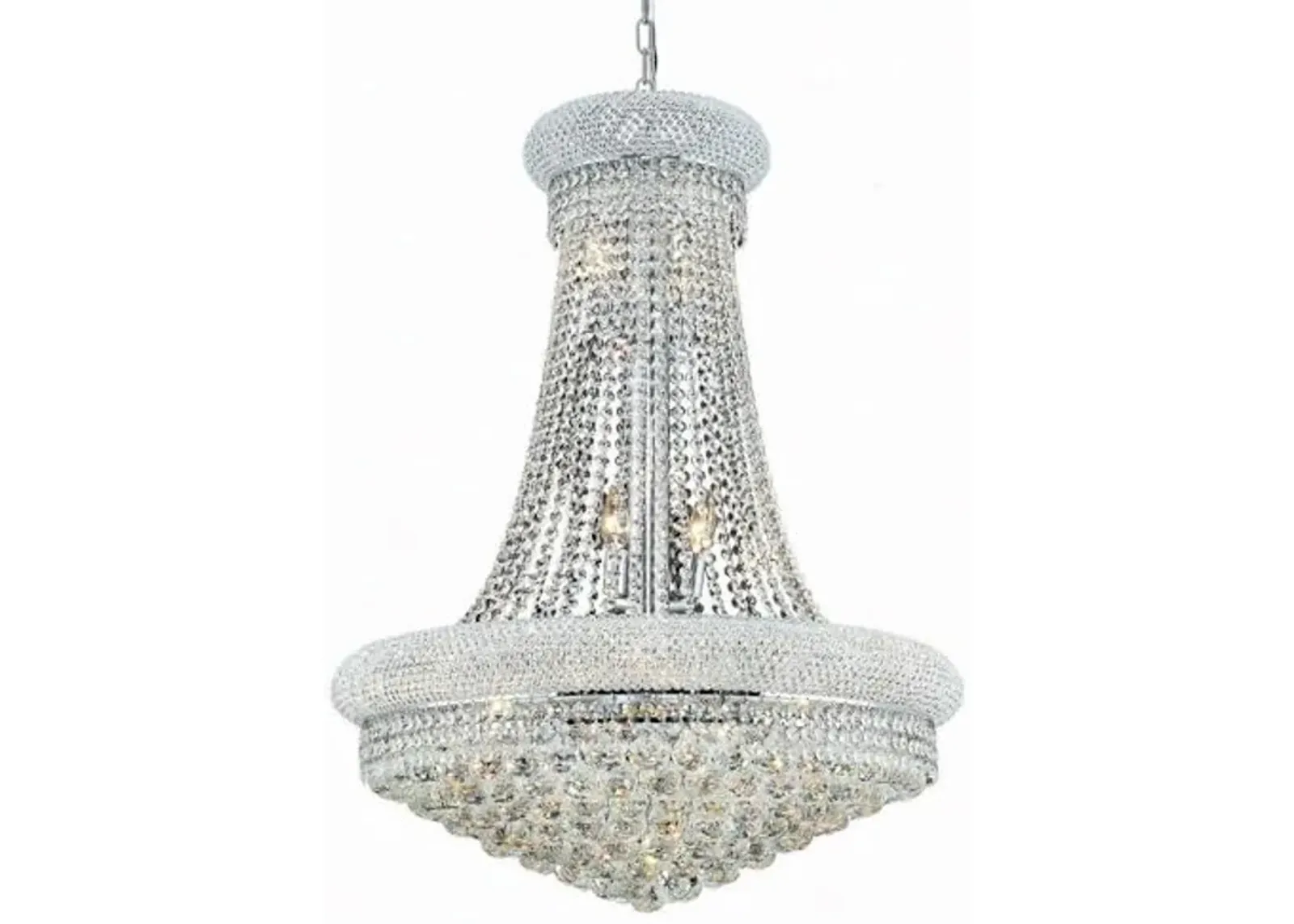 Elegant Lighting 1800D28C/RC Royal Cut Clear Crystal Primo 14-Light, Two-Tier Crystal Chandelier, 28" x 36", Chrome Finish