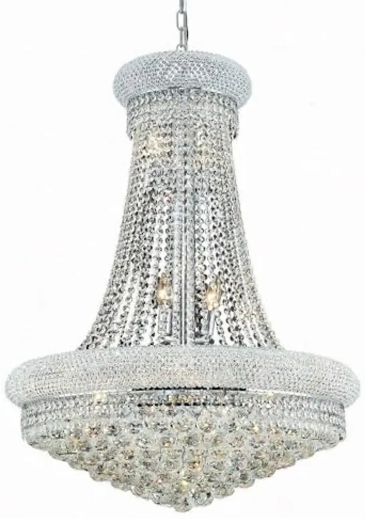 Elegant Lighting 1800D28C/RC Royal Cut Clear Crystal Primo 14-Light, Two-Tier Crystal Chandelier, 28" x 36", Chrome Finish