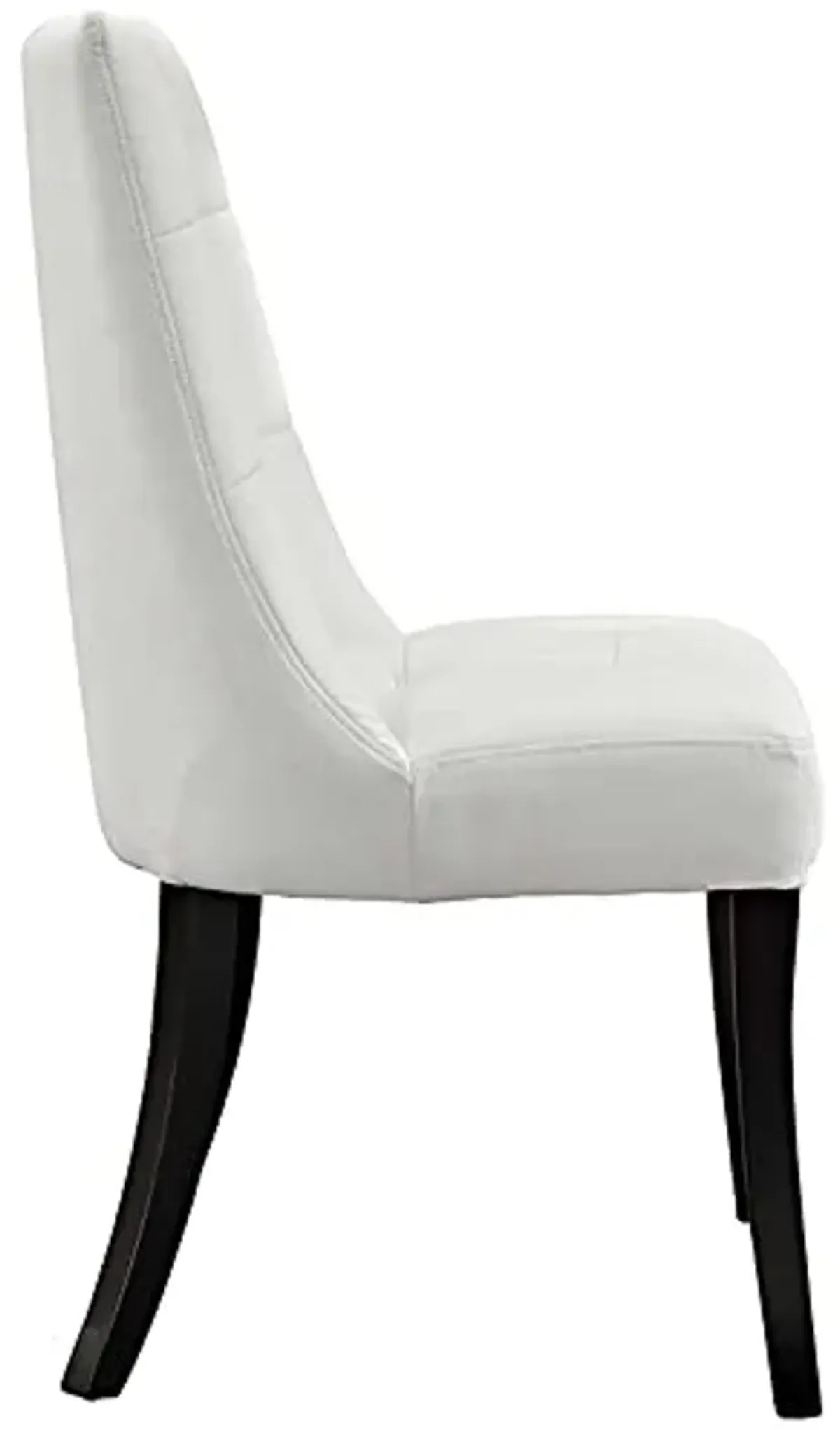 Modway Noblesse Modern Tufted Vegan Leather Upholstered Kitchen and Dining Room Chair in White