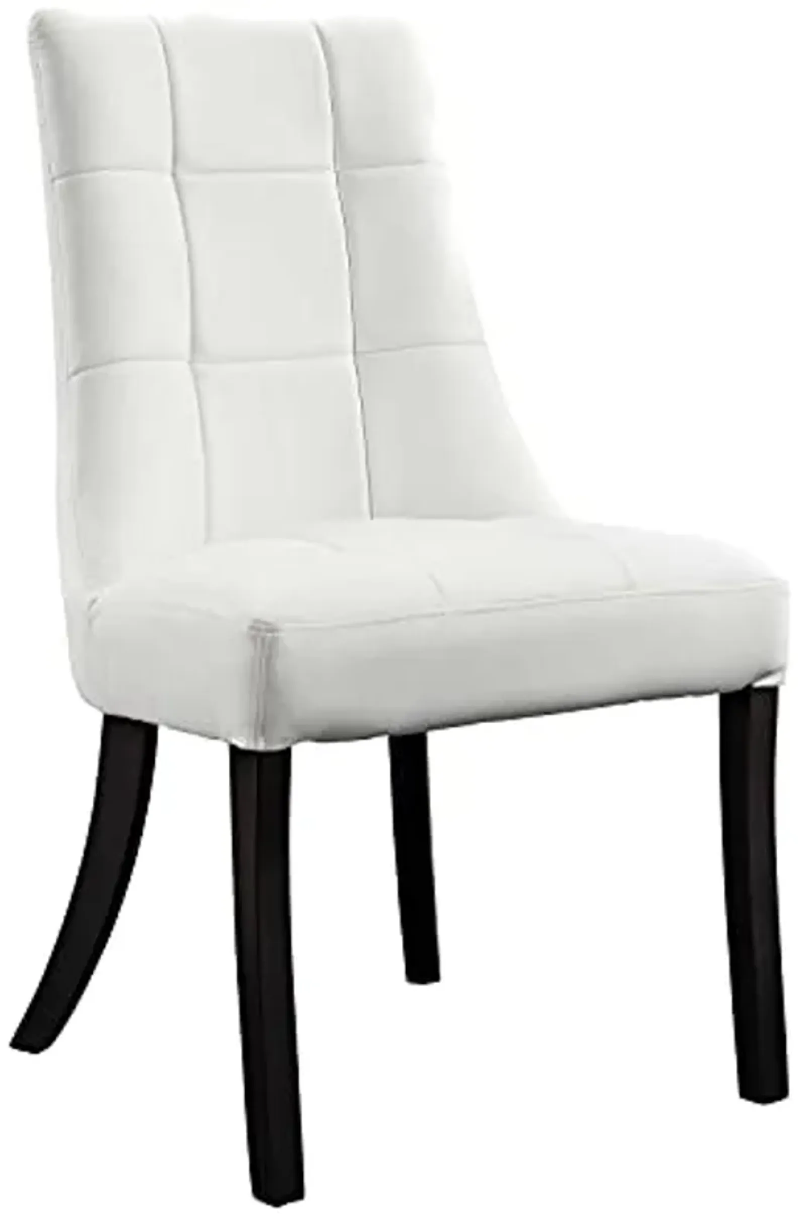 Modway Noblesse Modern Tufted Vegan Leather Upholstered Kitchen and Dining Room Chair in White