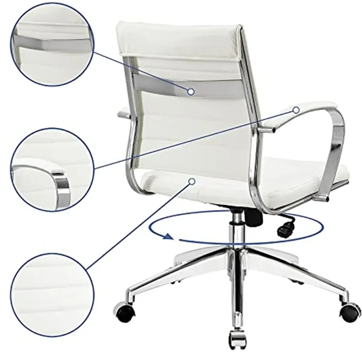 Modway Jive Ribbed, Mid Back Office Chair, White