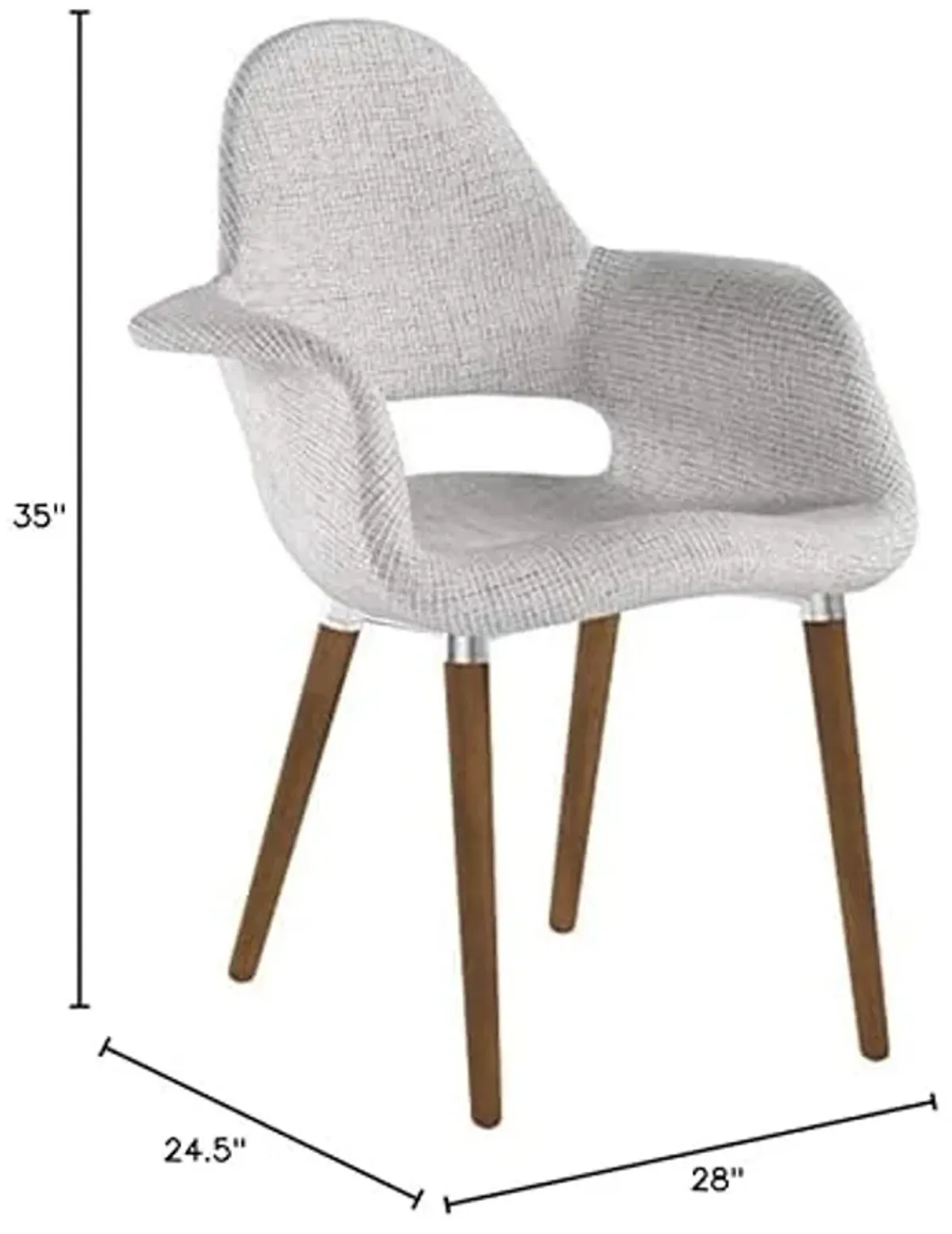 Modway Aegis Mid-Century Modern Upholstered Fabric Dining Chair with Wood Legs in Light Gray