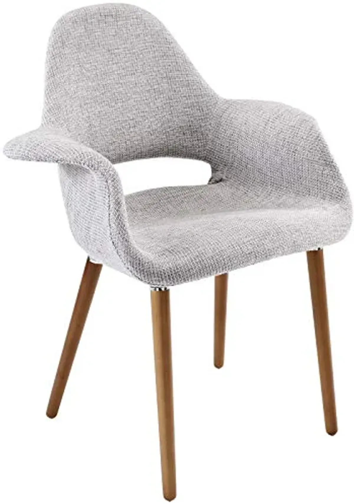 Modway Aegis Mid-Century Modern Upholstered Fabric Dining Chair with Wood Legs in Light Gray