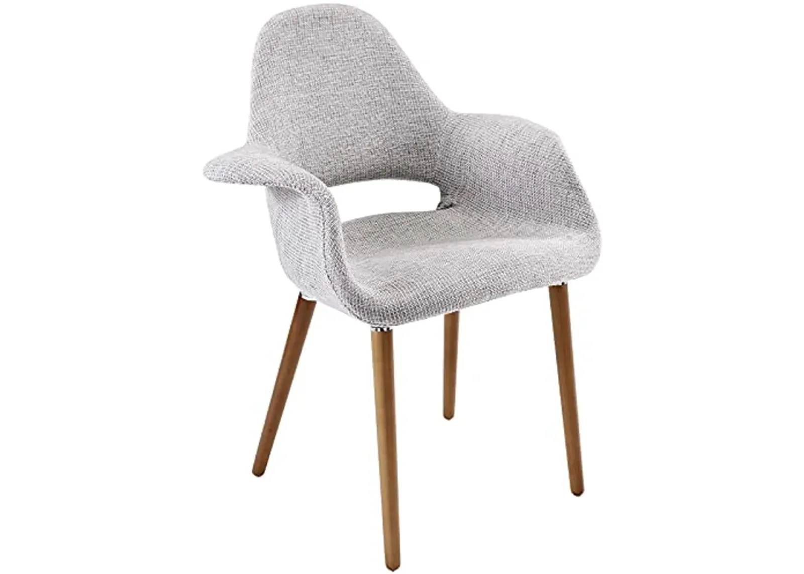 Modway Aegis Mid-Century Modern Upholstered Fabric Dining Chair with Wood Legs in Light Gray