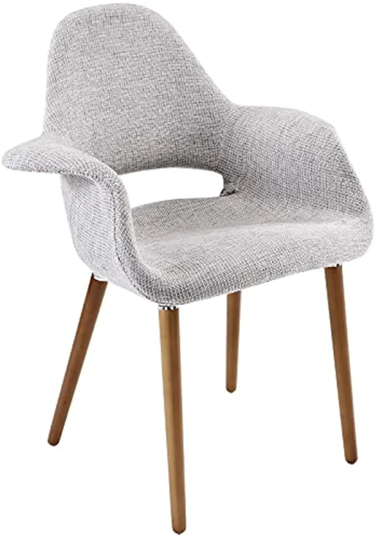 Modway Aegis Mid-Century Modern Upholstered Fabric Dining Chair with Wood Legs in Light Gray