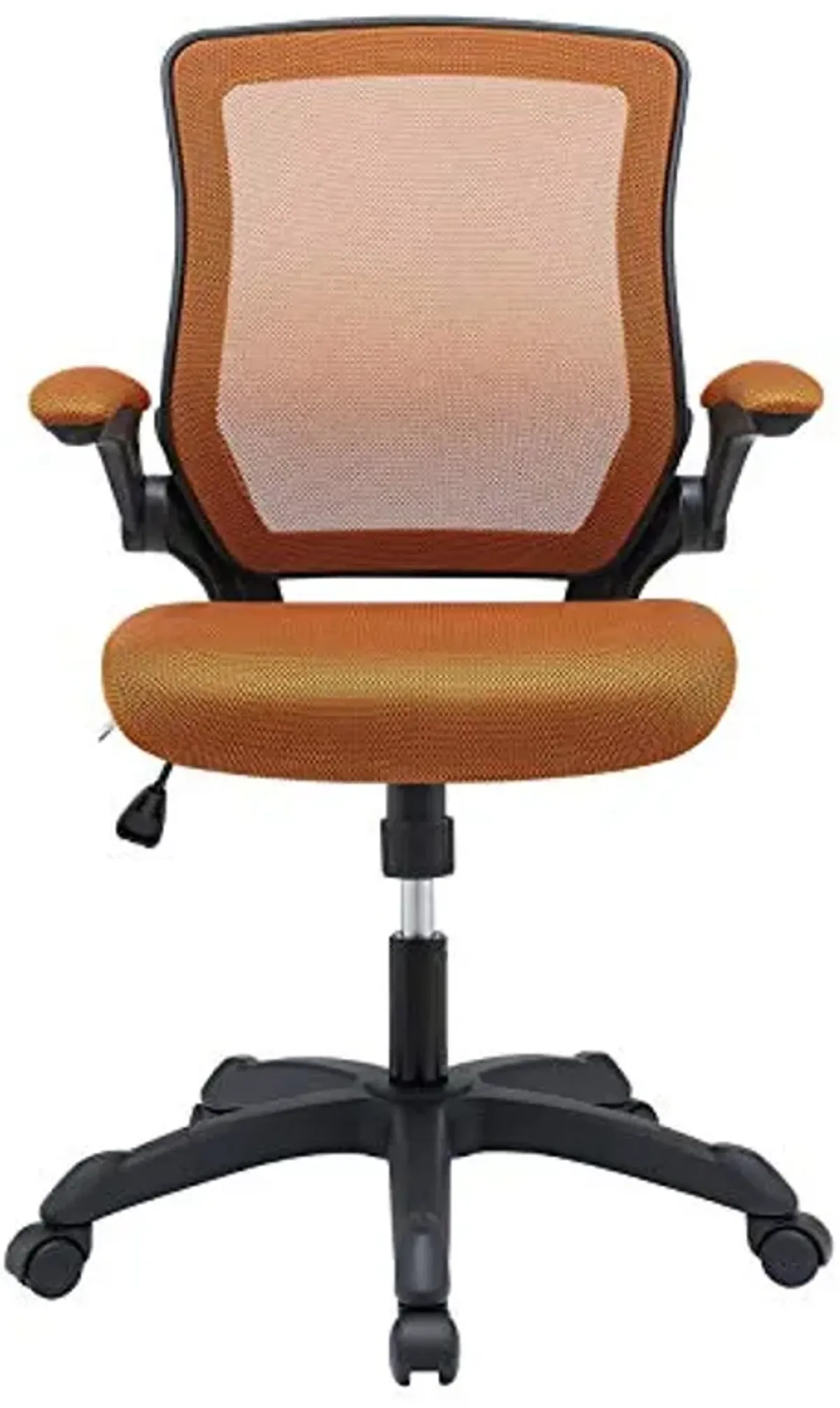 Modway Veer Office Chair with Mesh Back and Vinyl Seat With Flip-Up Arms in Tan