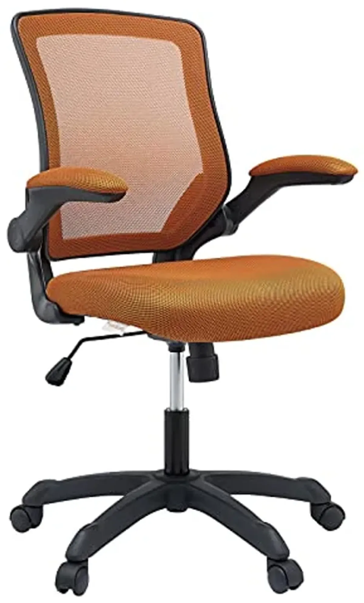 Modway Veer Office Chair with Mesh Back and Vinyl Seat With Flip-Up Arms in Tan