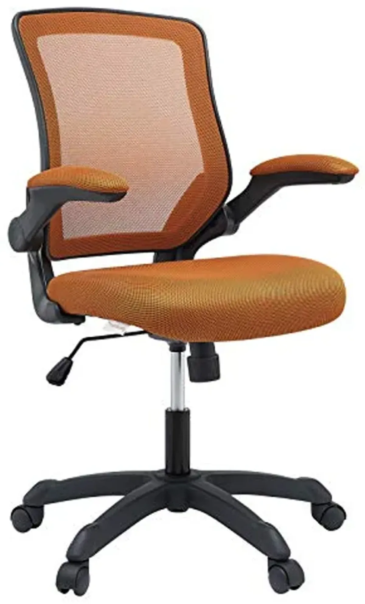 Modway Veer Office Chair with Mesh Back and Vinyl Seat With Flip-Up Arms in Tan