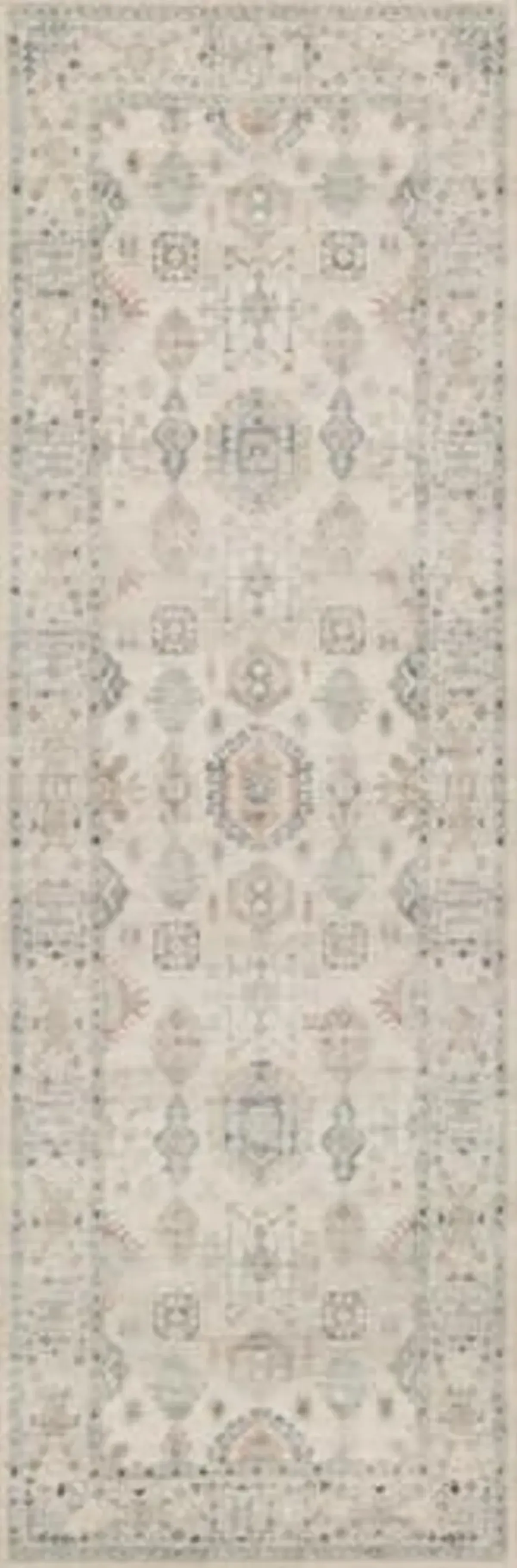 Loloi II Hathaway Collection HTH-07 Multi / Ivory 2'-6" x 7'-6", .25" Thick, Runner Rug, Soft, Durable, Printed, Modern, Low Pile, Non-Shedding, Easy Clean, Living Room Rug